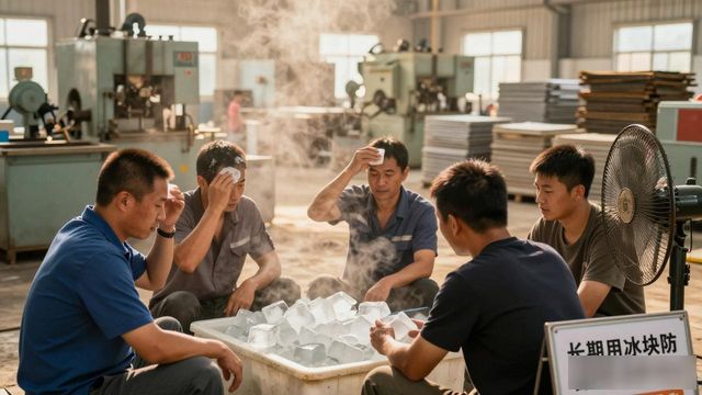 车间高温不用愁 宝安防暑降温冰块成了工人的救命凉方
